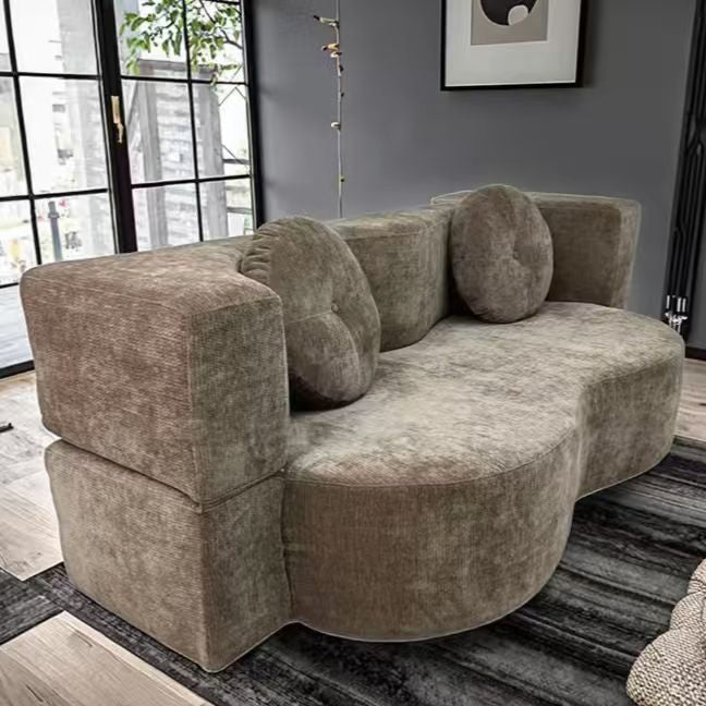 Contemporary Black Sofa, Curved Silhouette, Flat Pack Shipping