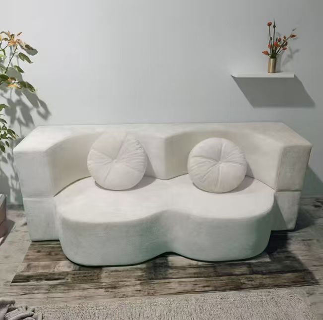 Contemporary Black Sofa, Curved Silhouette, Flat Pack Shipping