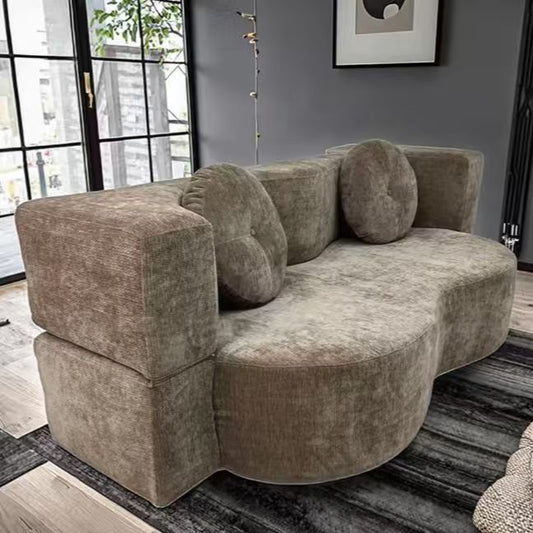 Contemporary Black Sofa, Curved Silhouette, Flat Pack Shipping