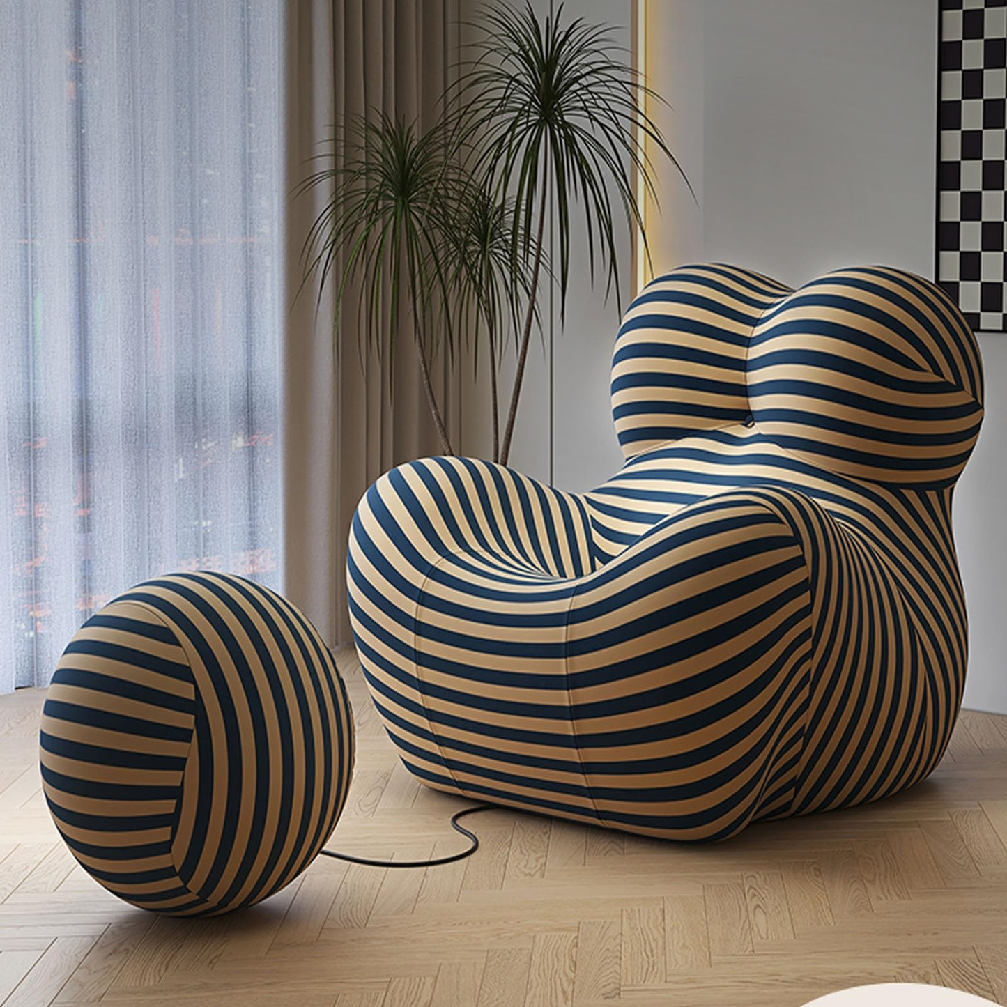 Single Seated Foam Sofa with Ottoman